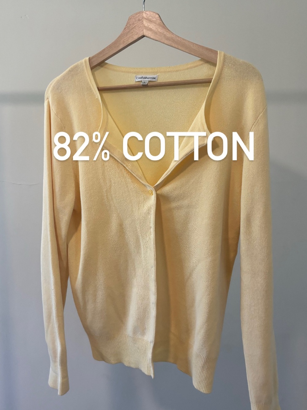 Crown & Ivy Soft Yellow Cotton Blend V-Neck Cardigan